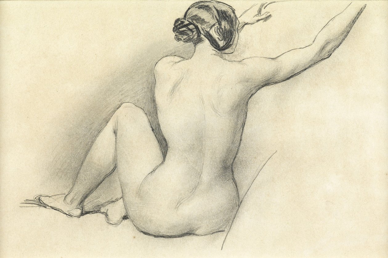 Nu sentado (lápis no papel) de William Edward Frost