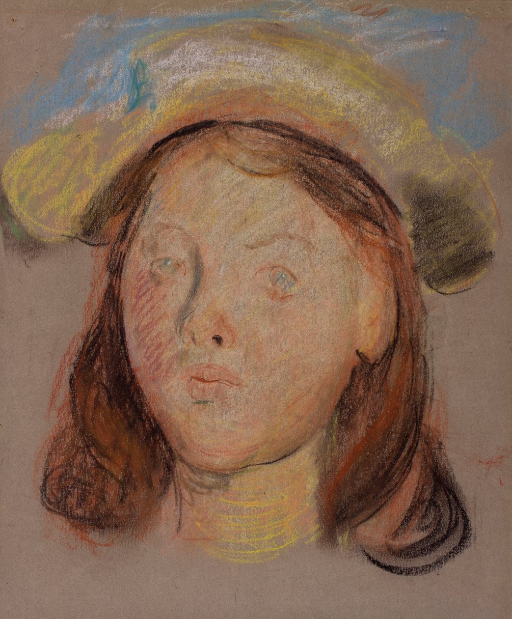 Cabeça de menina (carvão e pastel sobre papel) de William Edward Stott