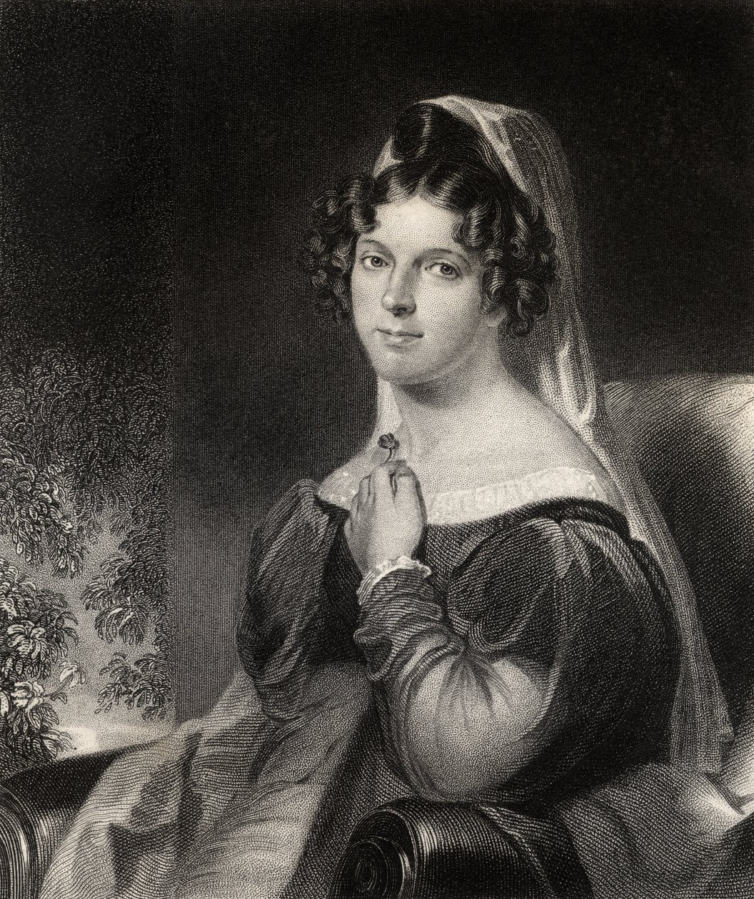 Felicia Dorothea Hemans, gravada por W.Holl, da &39;National Portrait Gallery, Volume 1&39;, publicada em 1820 de William Edward West