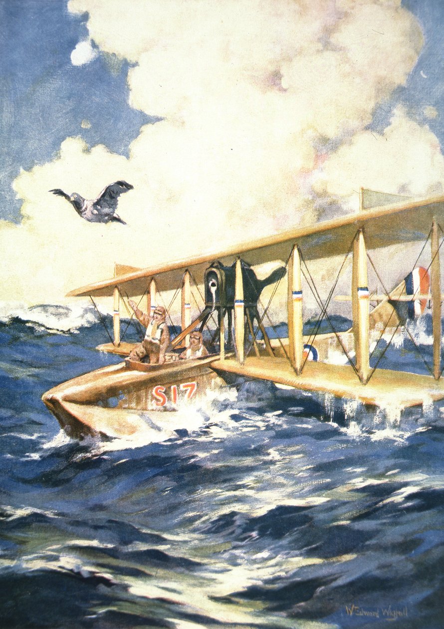 "Com o nosso hidroavião no Mar do Norte, um transportador para o resgate", de "A Esfera". de William Edward Wigfull