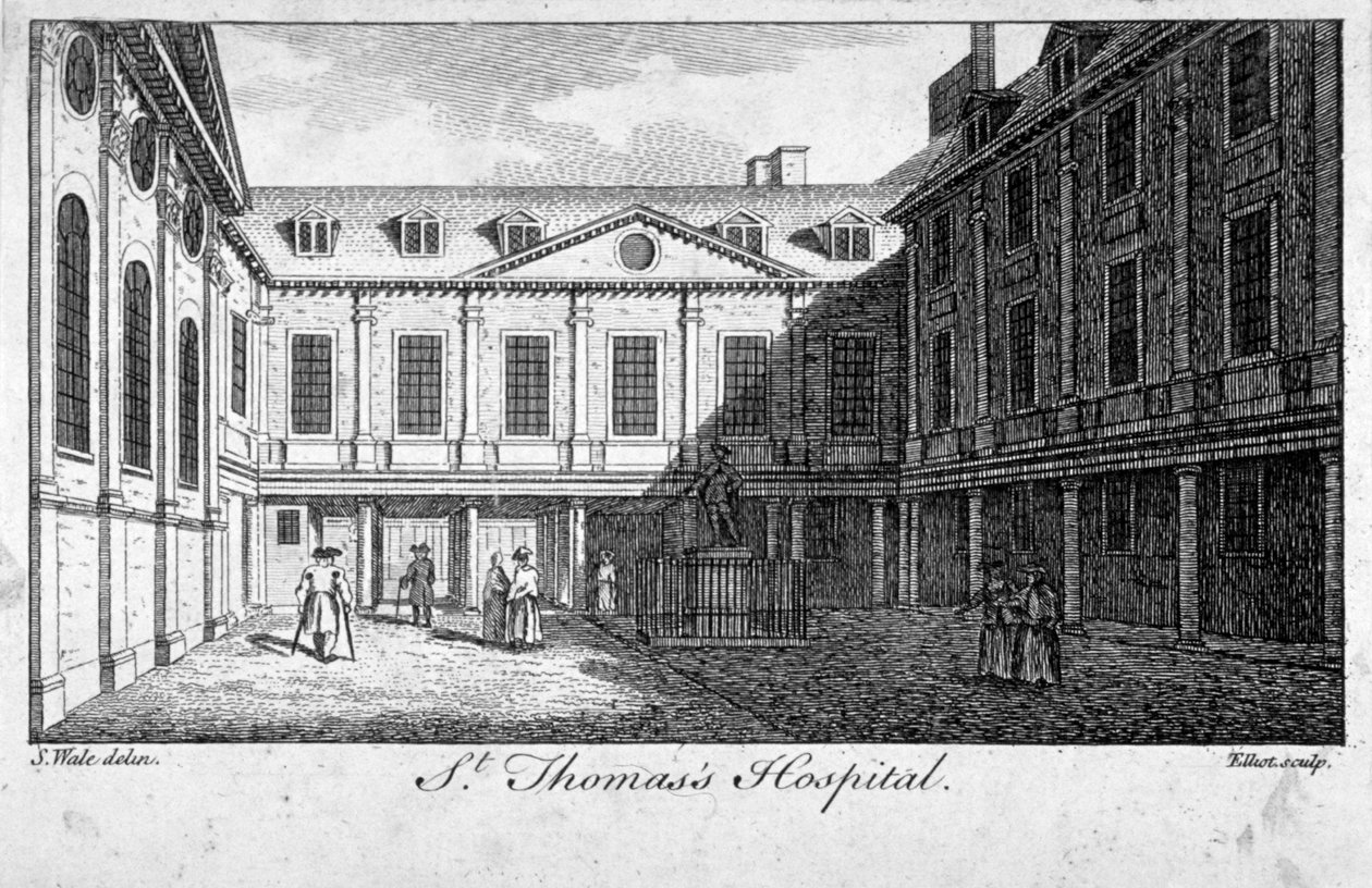 Corte do meio do Hospital St Thomas, Southwark, Londres, c1750. de William Elliot
