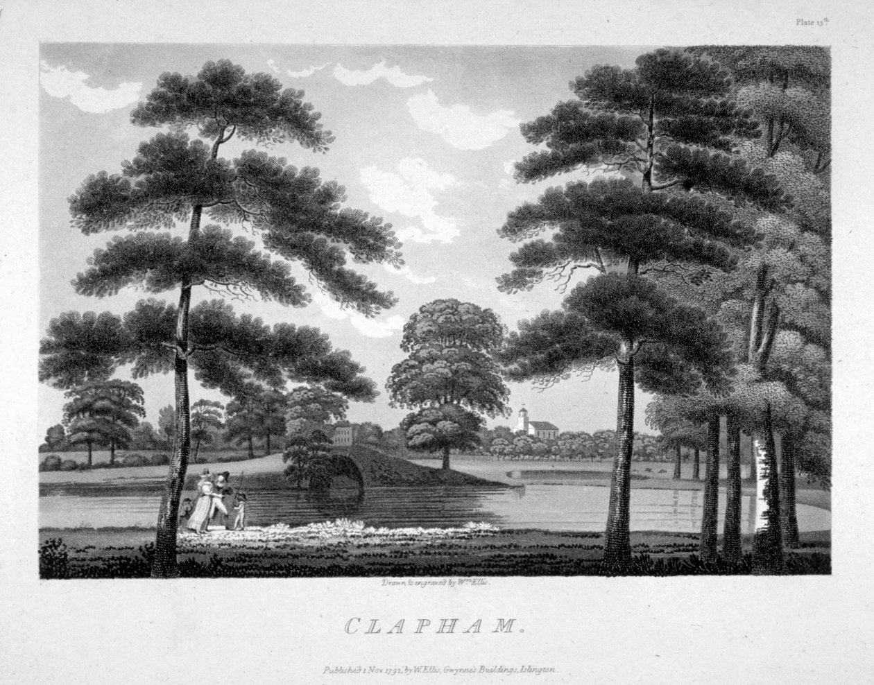 Vista de Clapham, Londres, 1792 de William Ellis