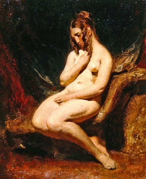 Fêmea nua do lado (óleo sobre prancha de moinho) de William Etty