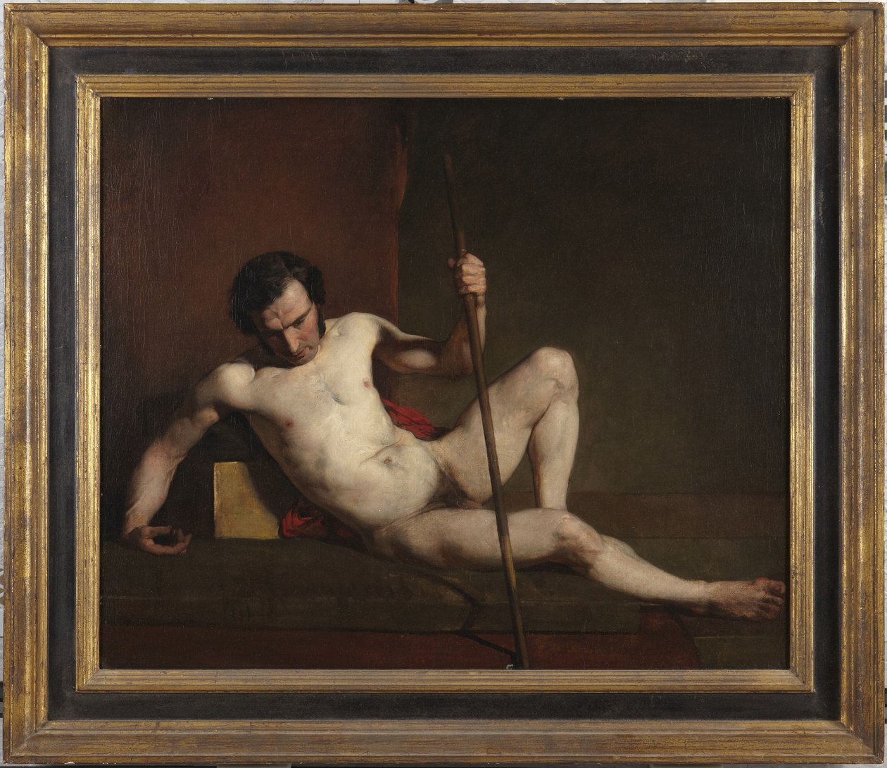 Nu masculino apoiado num bastão de William Etty