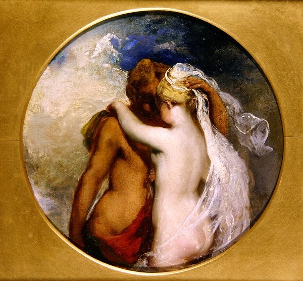 Ninfa e Satyr (óleo sobre painel) (ver também 352441) de William Etty