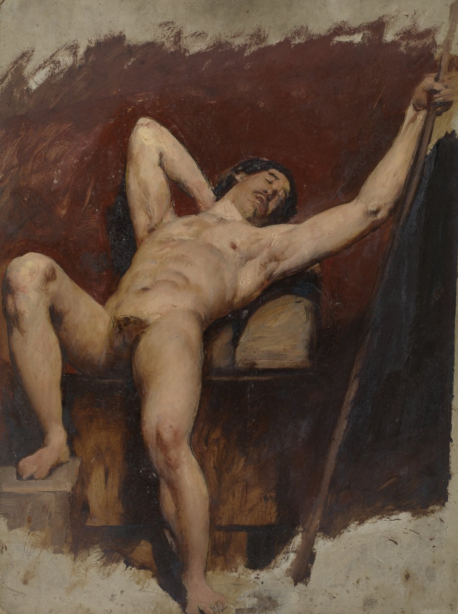 Nu masculino reclinado, joelho direito levantado, 1815-45 de William Etty