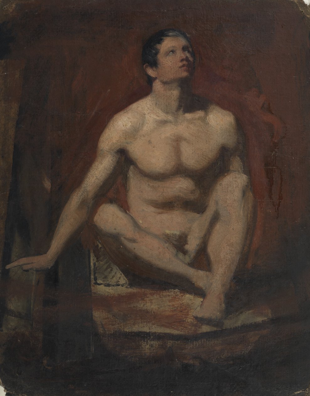 Nu masculino sentado, Vista frontal de William Etty