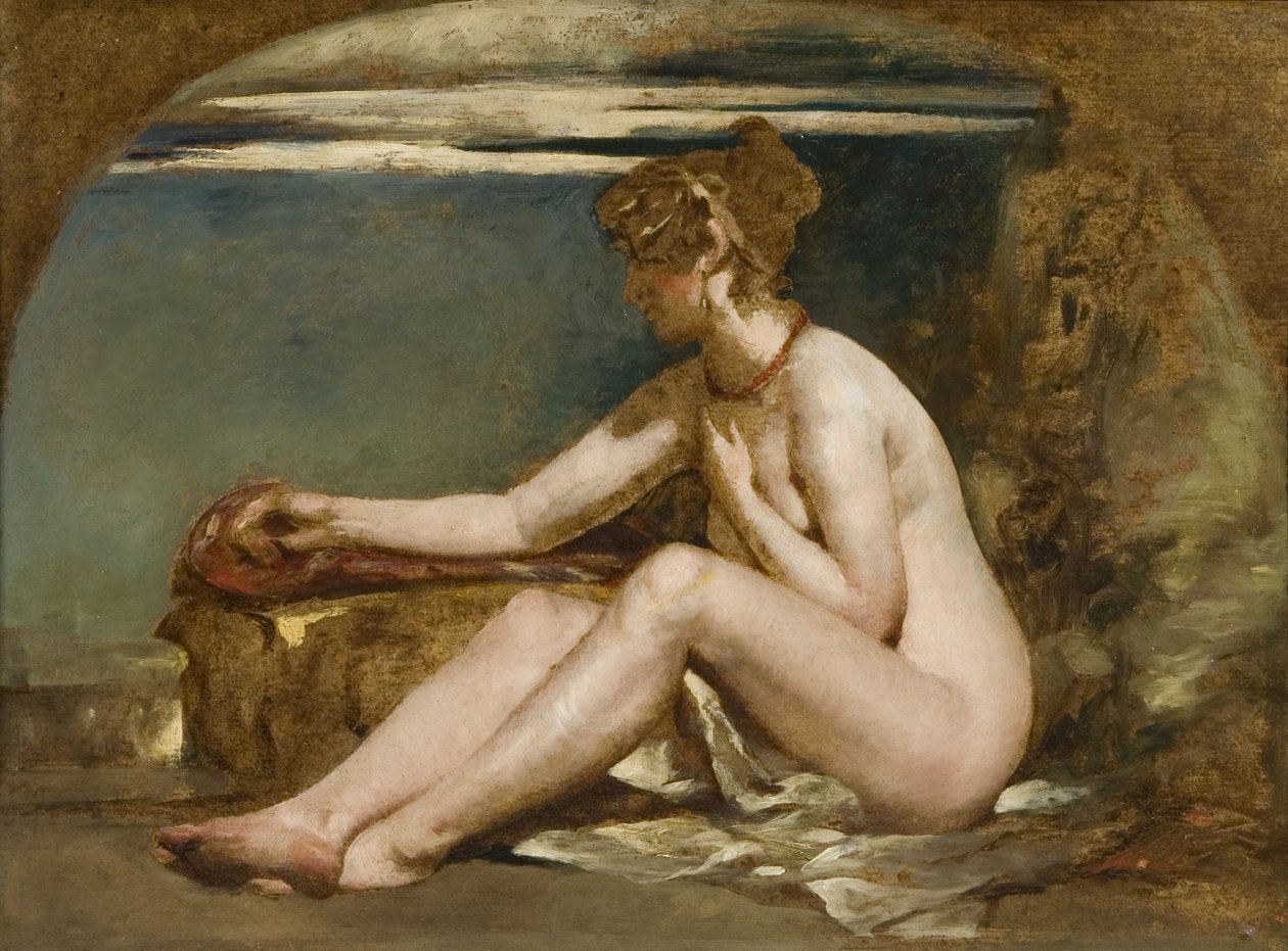 Nudez Sentada (óleo sobre tela) de William Etty