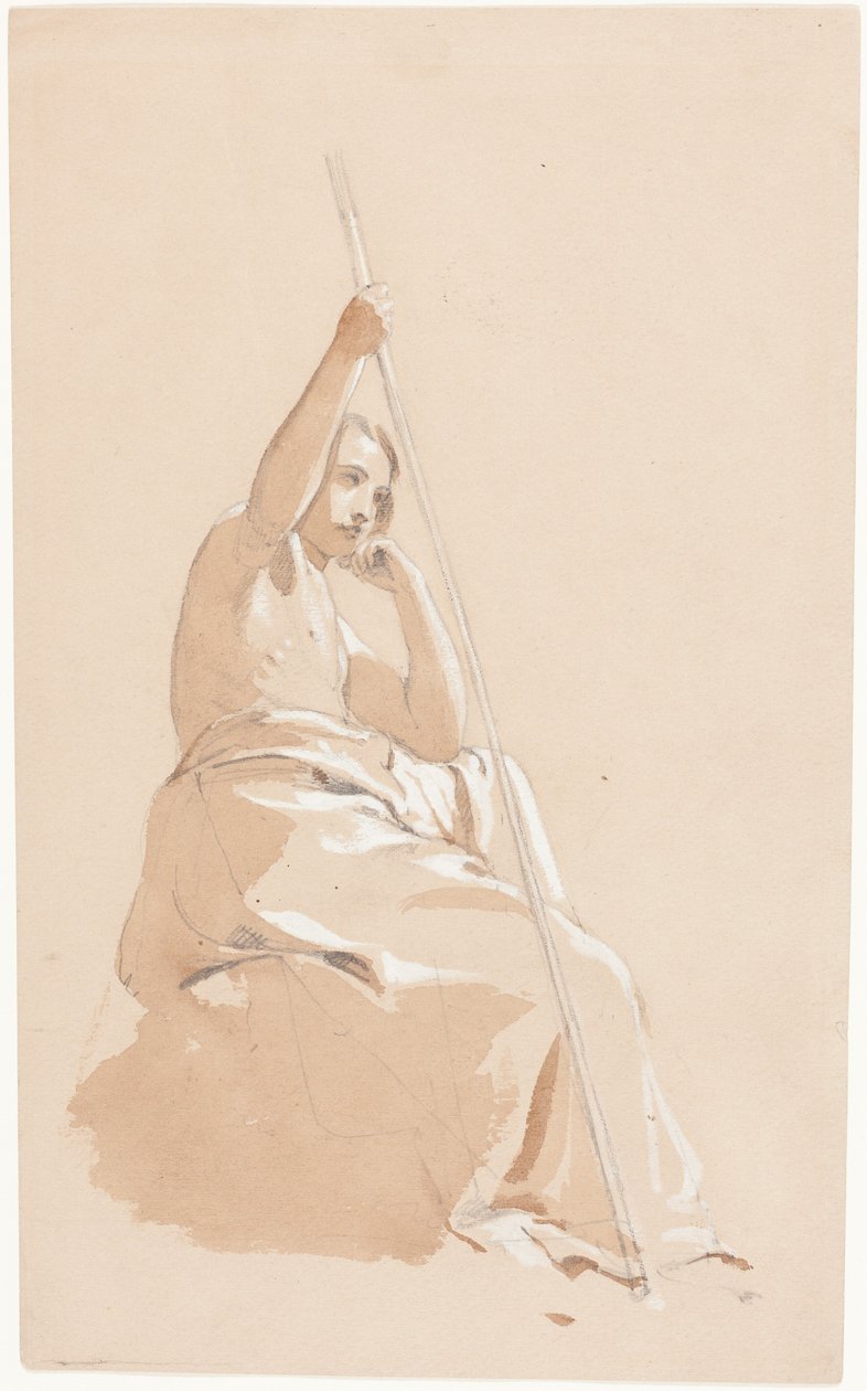 Jovem sentado com um cajado de William Etty
