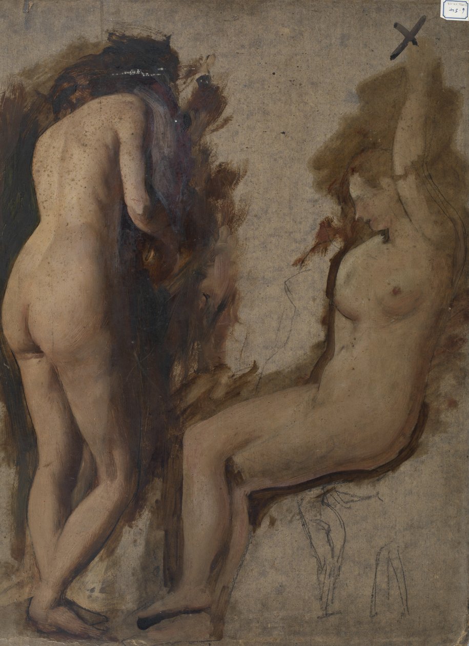 Estudo para uma composição de figuras - dois nus femininos de William Etty