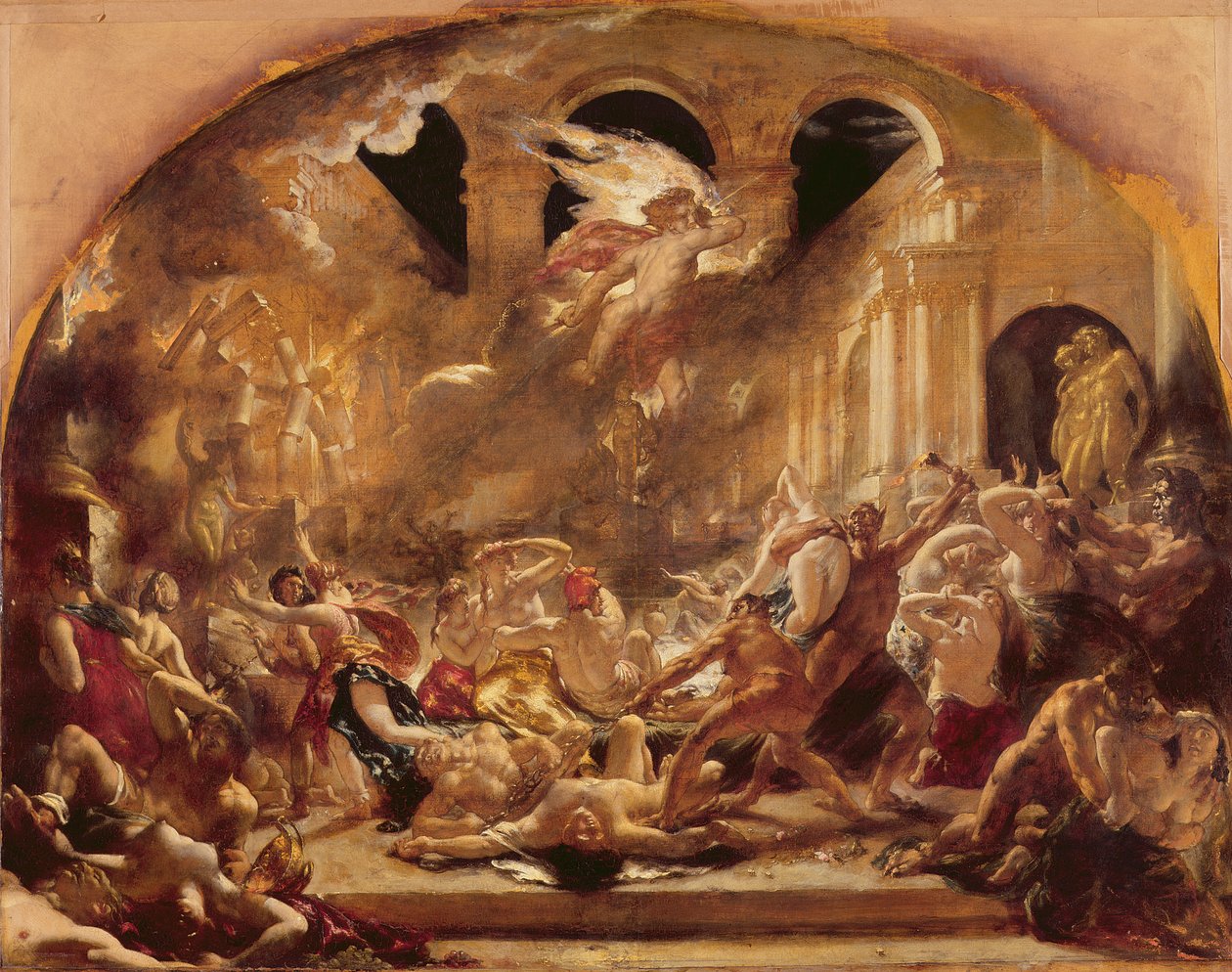 O Anjo Destruidor e os Demónios do Mal Interrompendo as Orgias dos Viciados e Intemperados (óleo sobre tela) de William Etty
