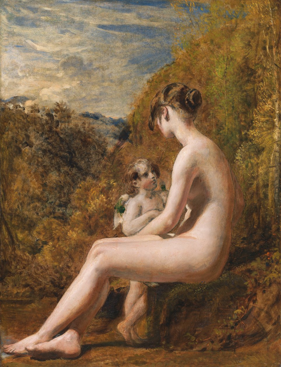 Vênus e Cupido (óleo no painço) de William Etty