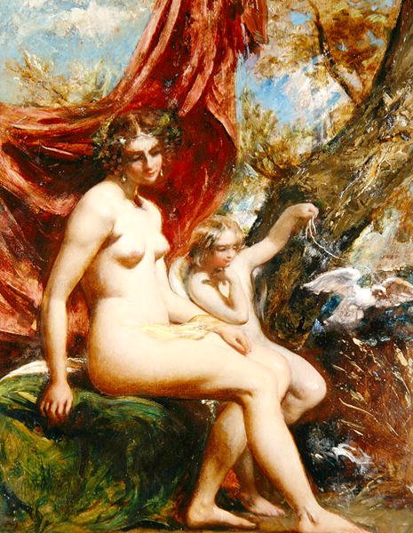 Vénus e Cupido com uma Pomba (óleo sobre painel) de William Etty