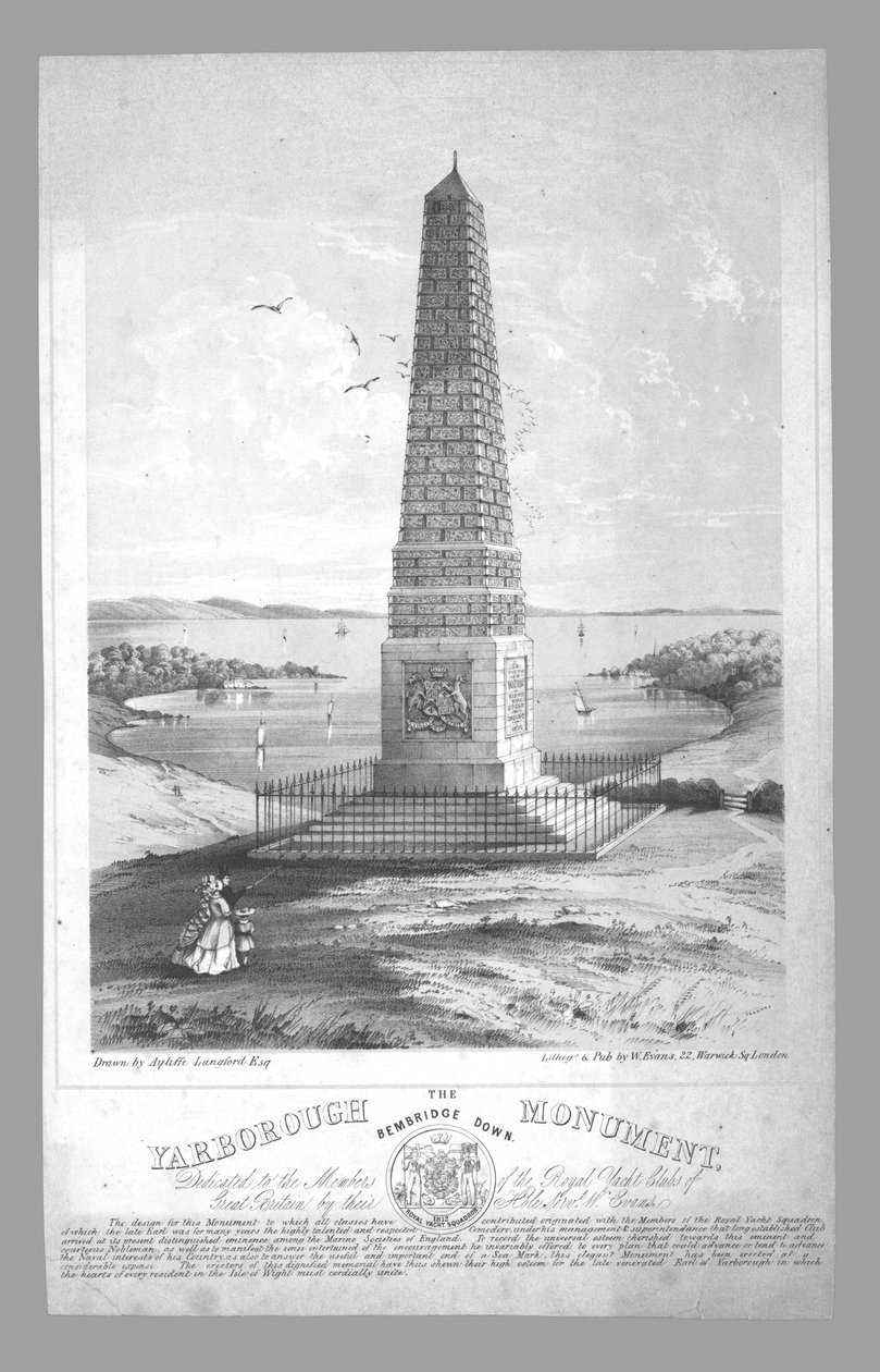 O monumento de Yarborough, Bembridge Down, final do século XIX. de William Evans