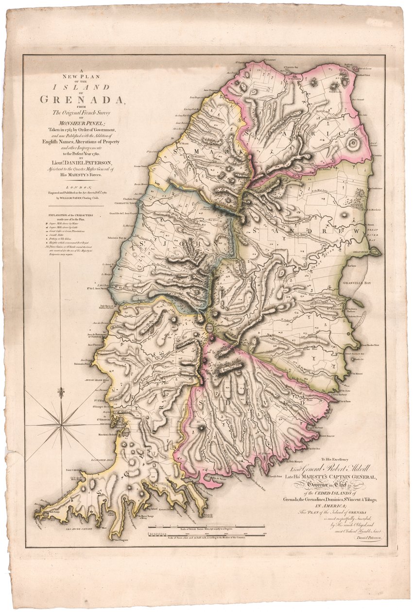 Um novo plano da ilha de Granada por Paterson de William Faden