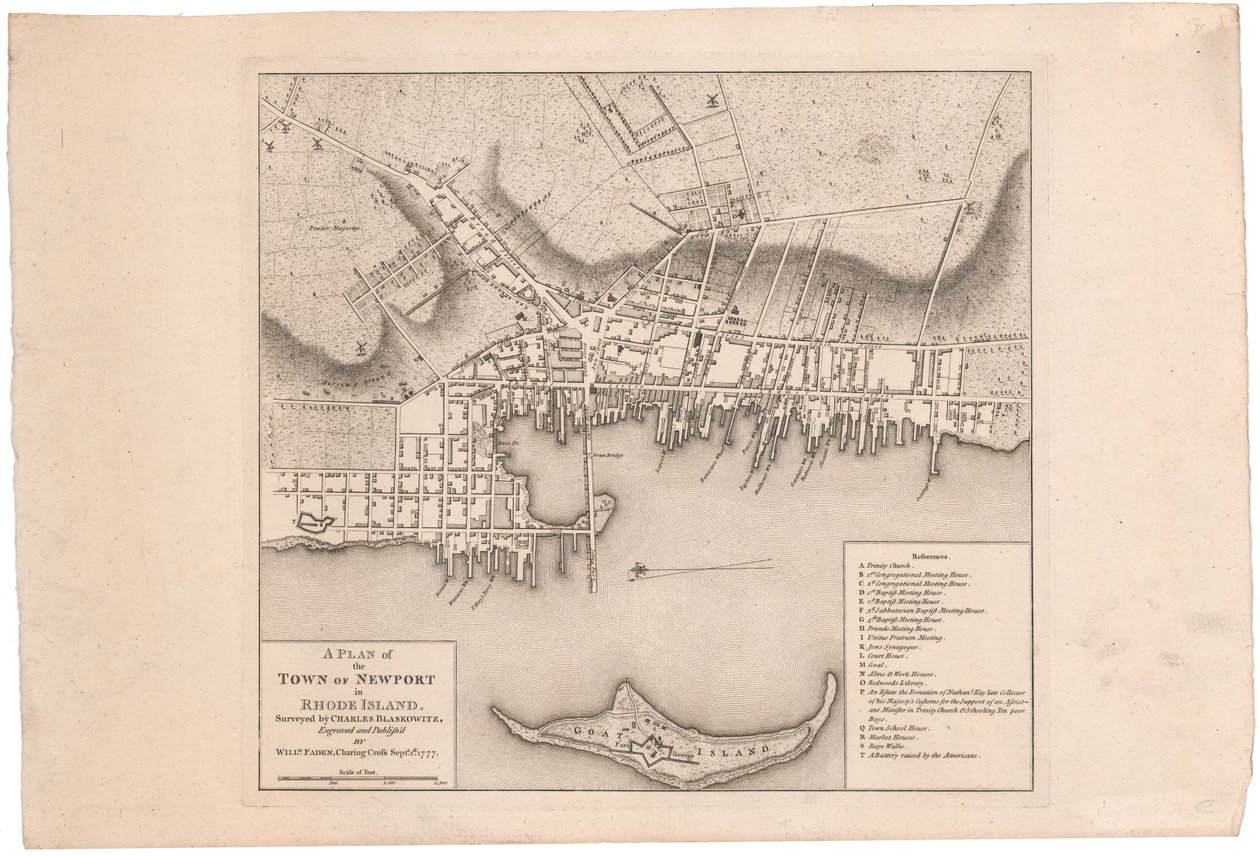 Um Plano de Newport por Faden de William Faden