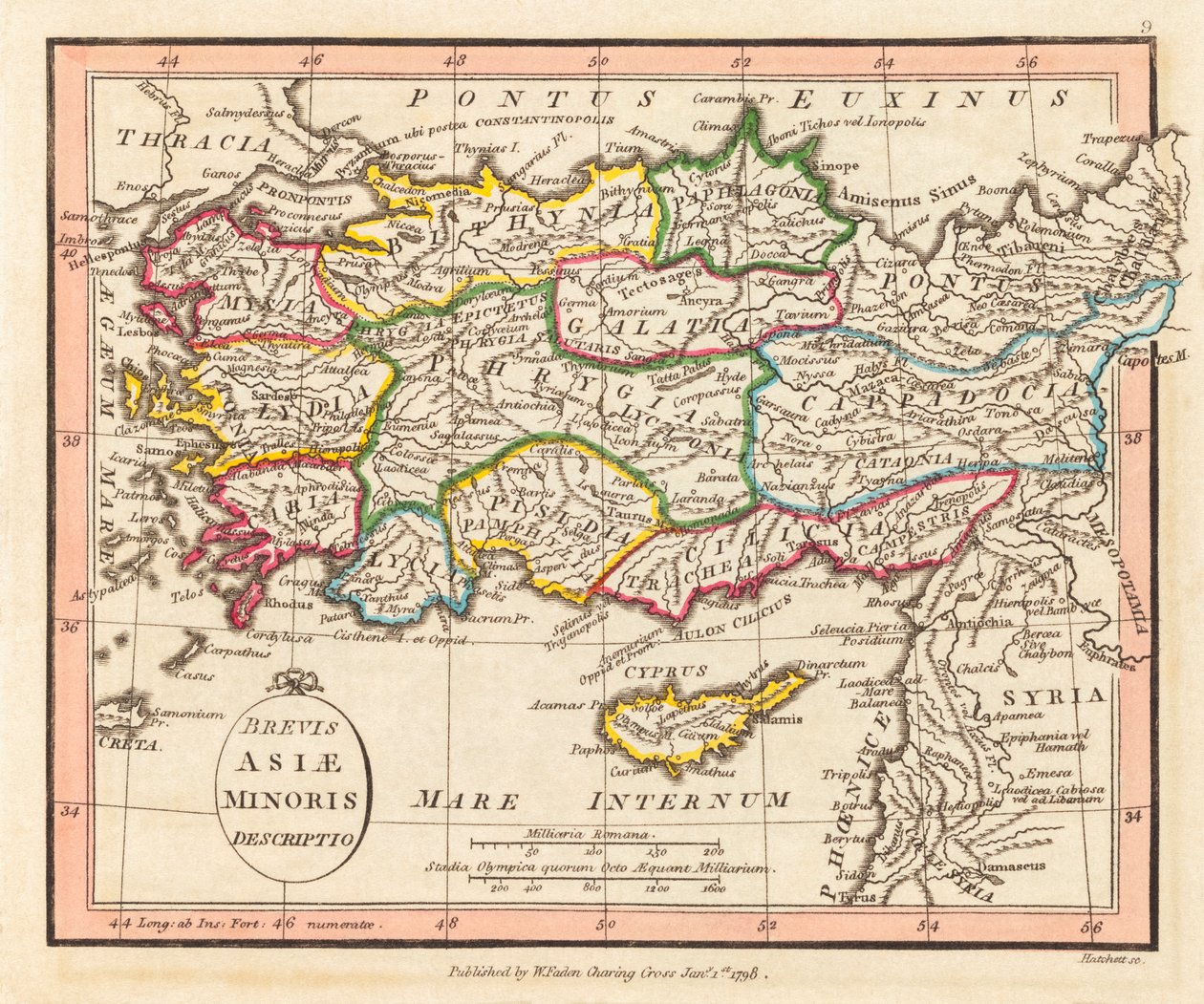 Ásia Antiga Menor. Mapa. de William Faden