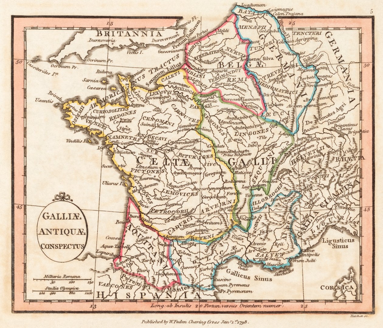 A Gália Antiga. Mapa. de William Faden