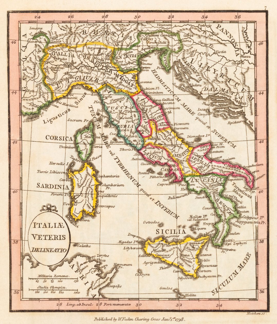 Itália Antiga. Mapa. de William Faden