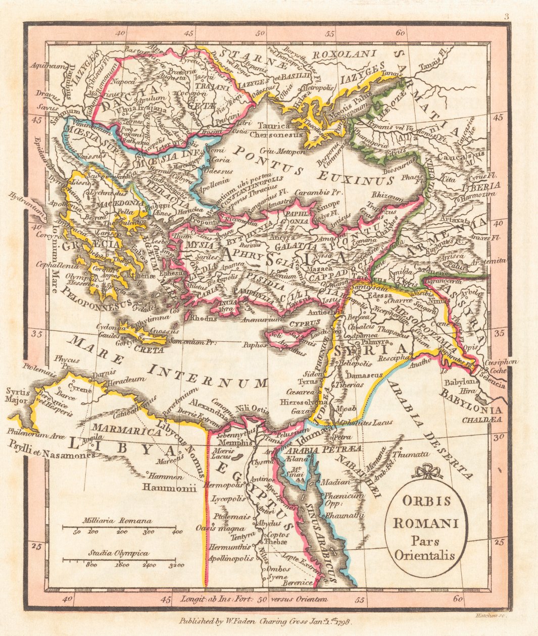 Império Romano Oriental. Mapa. de William Faden