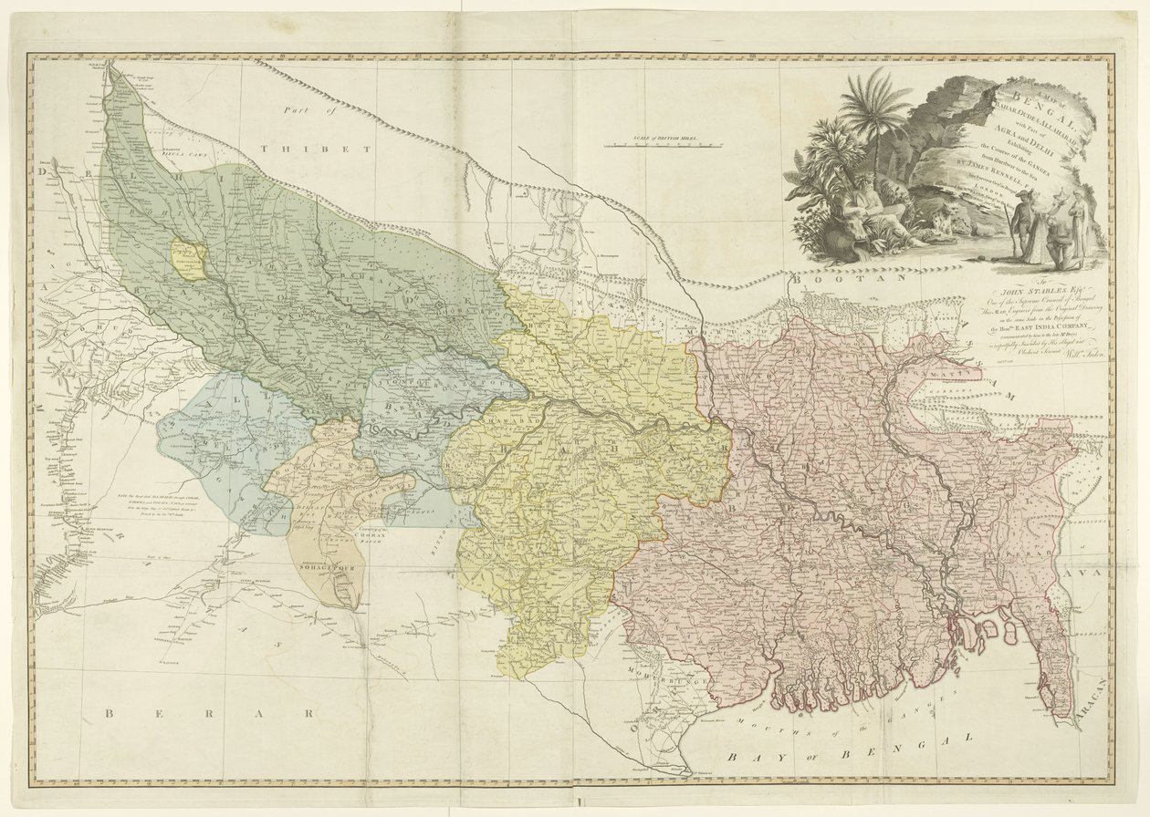 Mapa da bacia do rio Ganges de William Faden