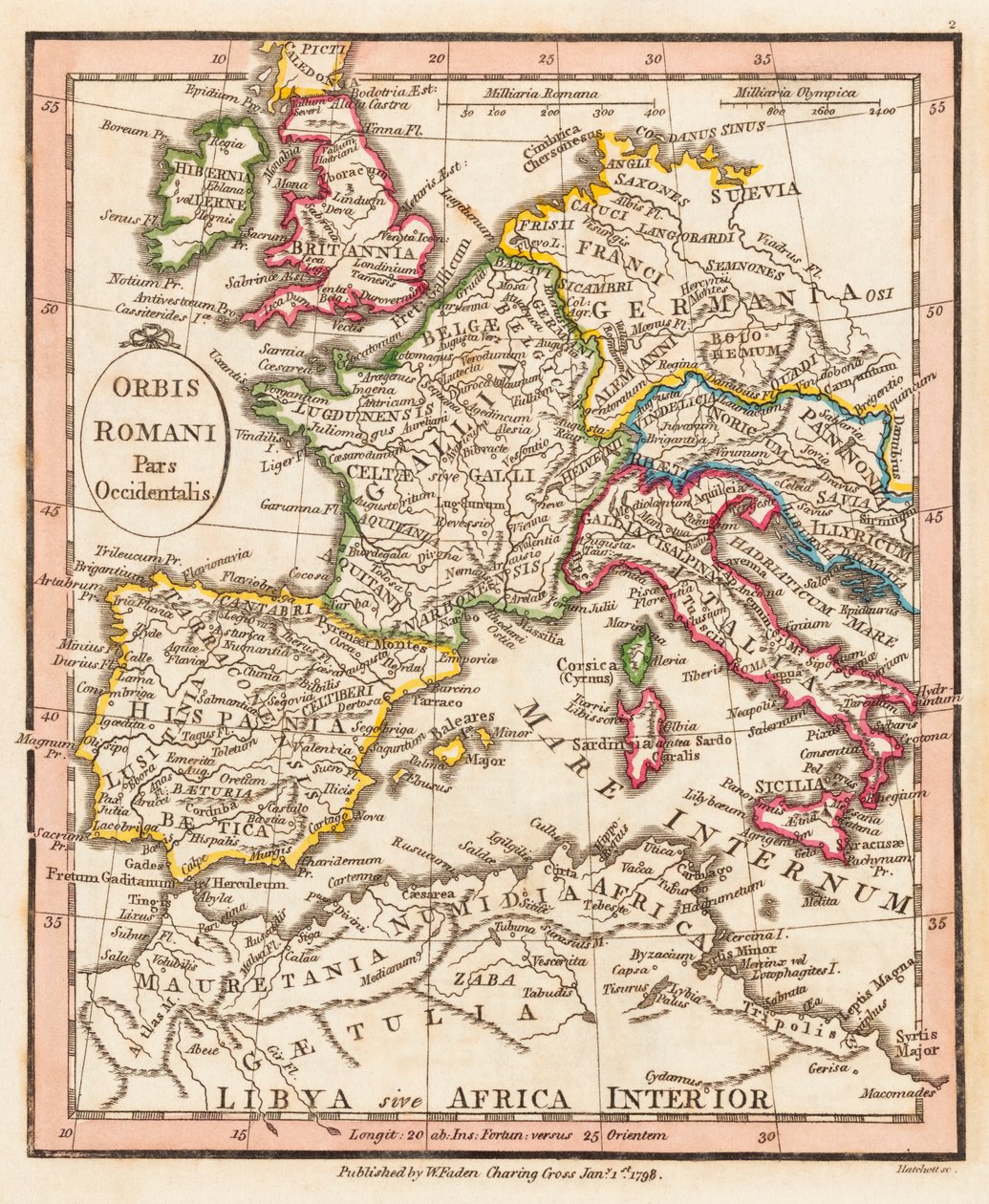A parte ocidental do Império Romano. Mapa. de William Faden