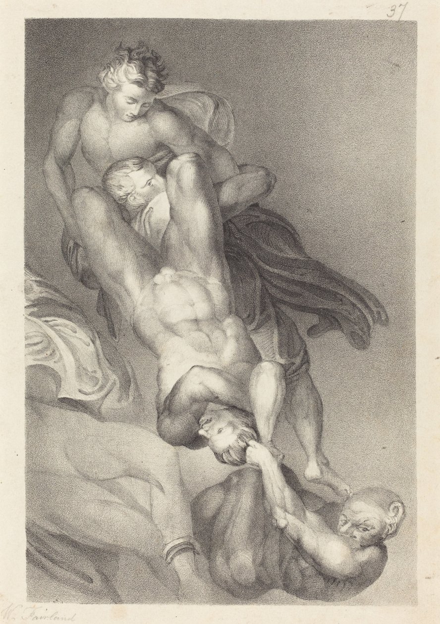Parte do Juízo Final de Michael Angelo de William Fairland after John Flaxman