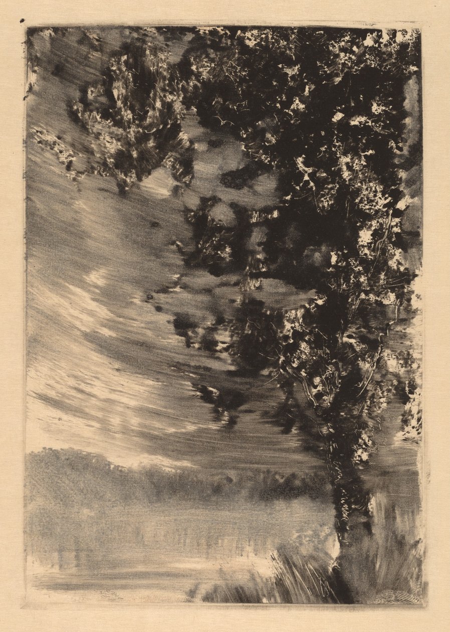 Paisagem enluarada com árvore à direita de William Fowler Hopson