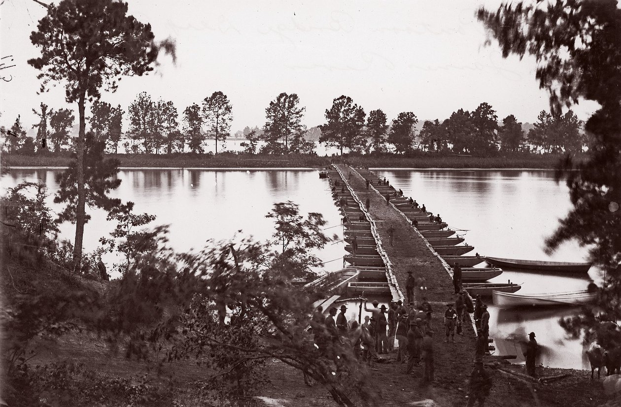 Ponte do pontão sobre o rio James, ca. 1864. de William Frank Browne