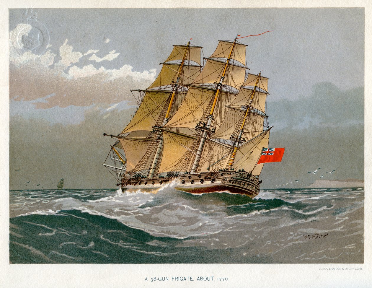 Uma fragata de arma Royal Navy 38, c1770 c1890-c1893 de William Frederick Mitchell