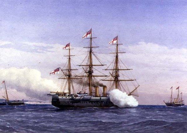 H.M.S. Bacchante com H.M. Yacht Osborne de William Frederick Mitchell