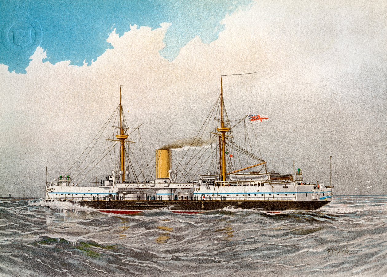 HMS Colossus, encouraçado de 2ª classe da Marinha Real, c1890-c1893 de William Frederick Mitchell