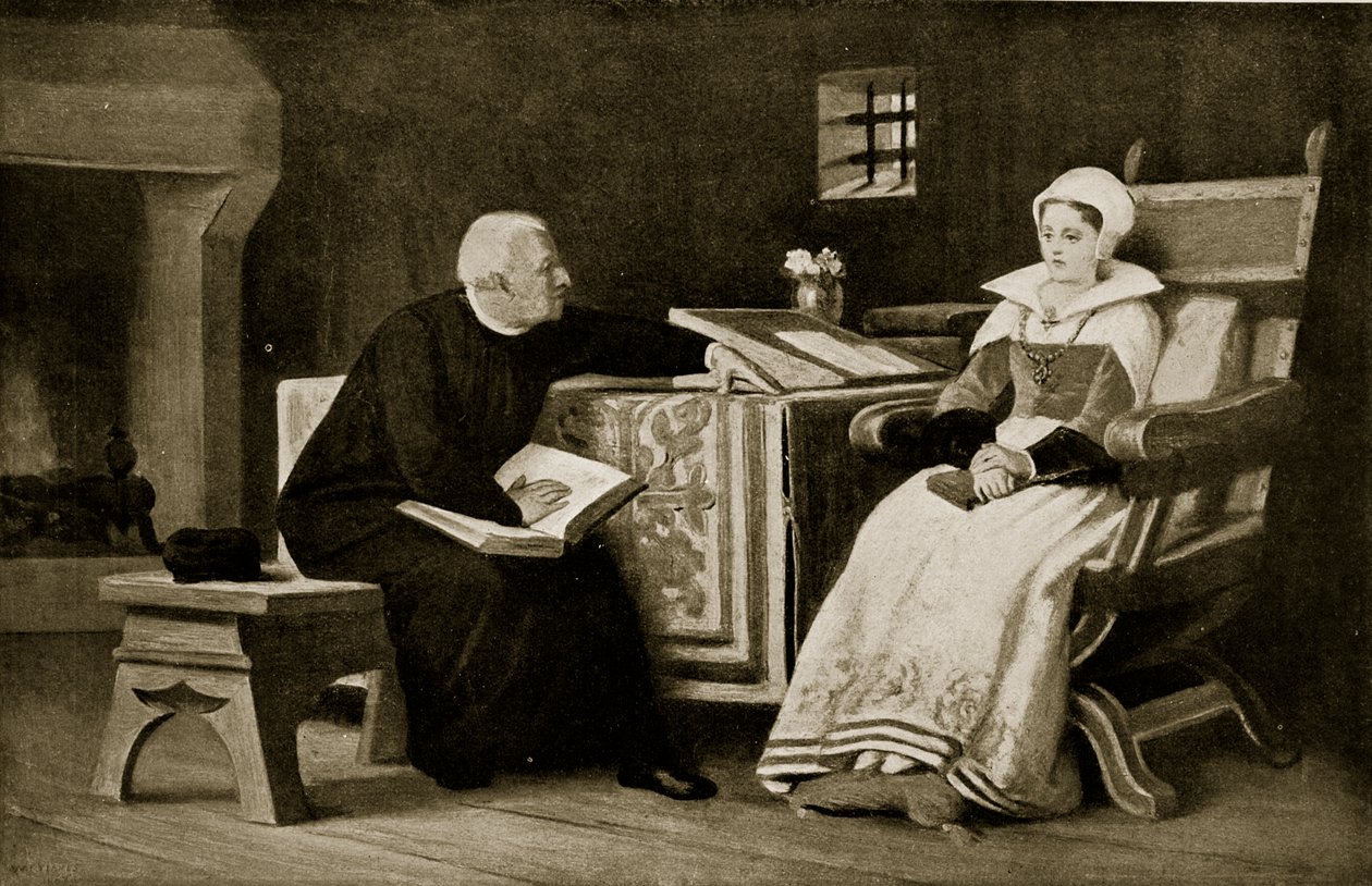 Lady Jane Grey na prisão, ilustração da "História da nação britânica" de Hutchinson, c.1923 de William Frederick Yeames