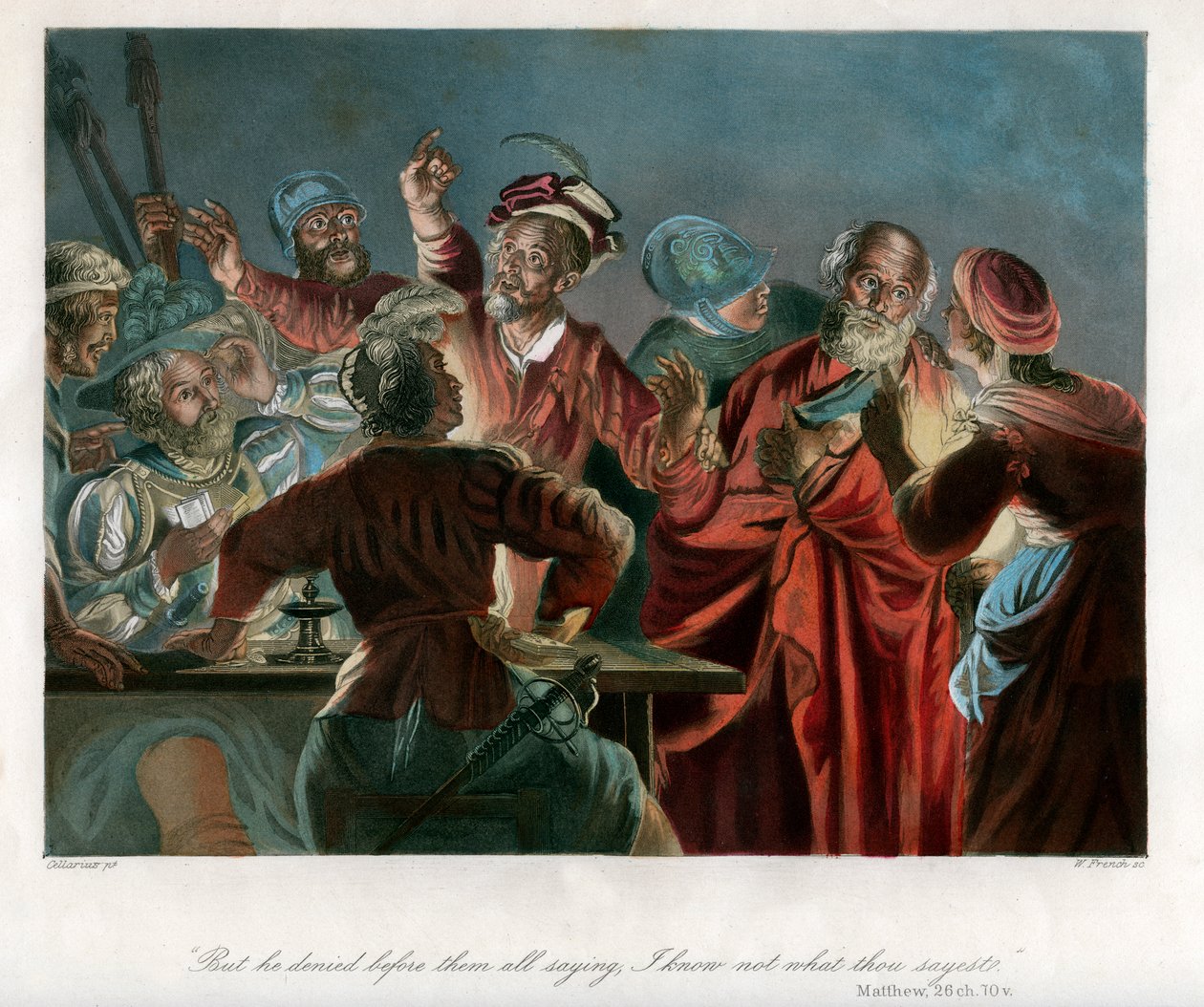 "Mas ele negou diante de todos dizendo: Não sei o que dizes", c1850. de William French