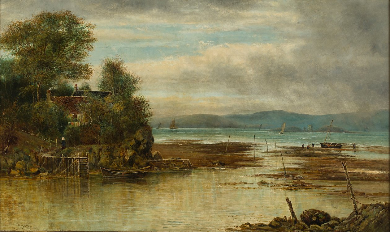 Cramond Ferry - Onde o rio se junta ao mar (óleo sobre tela) de William Gerard Barry
