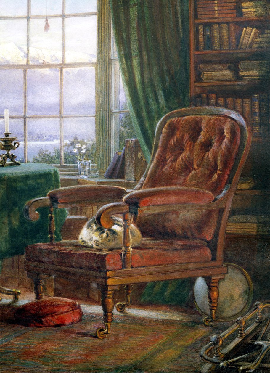 John Ruskins estudo em Brantwood, Cumbria, 1882 wc detalhe de 26629 de William Gersham Collingwood
