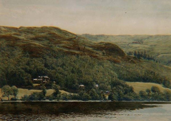 Vista de Brantwood, p.1881 (aquarela, lápis e tinta) de William Gersham Collingwood