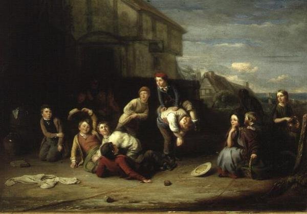 Leap-frog, c.1852 (óleo sobre painel) de William Gill