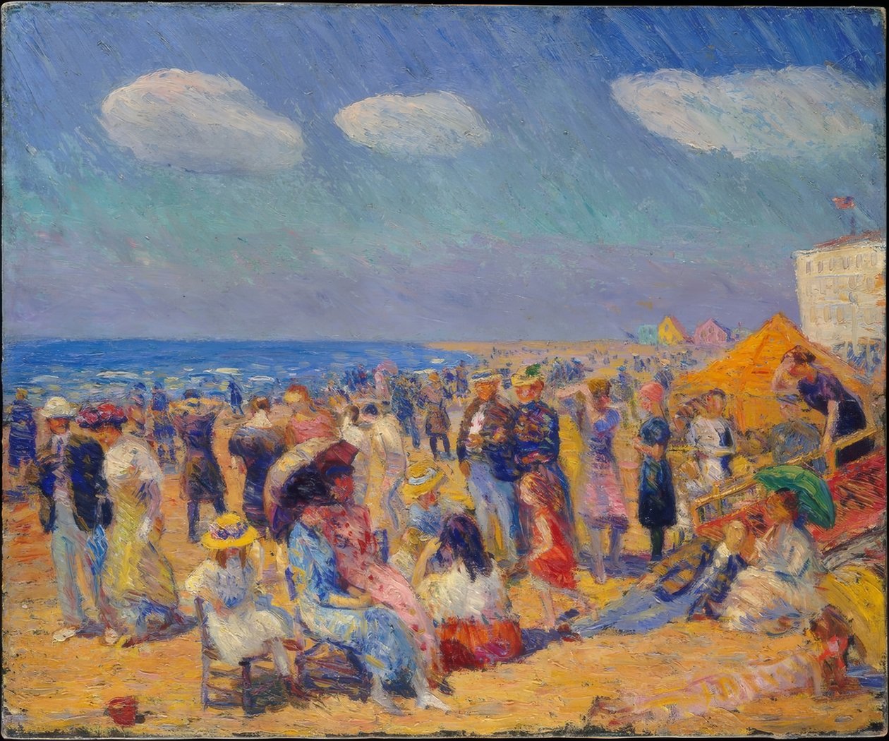 Multidão na costa de William Glackens