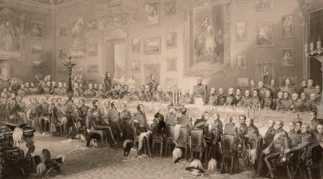 O Banquete Waterloo em Aspley House em 18 de junho de 1836. de William Greatbach