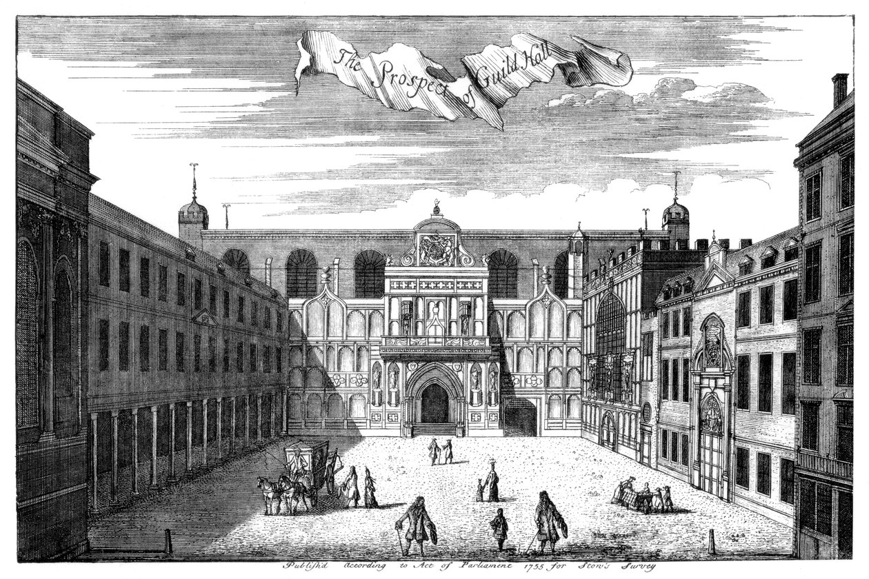 Prospecto de Guildhall, cidade de Londres, 1755 1886. de William Griggs