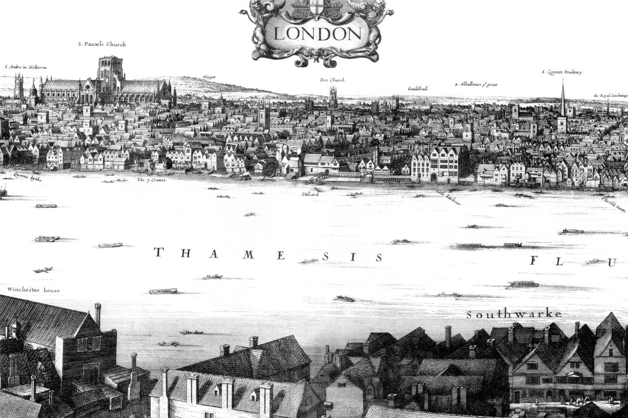 Vista de Londres e do Tamisa do South Bank, século XVII 1886. de William Griggs