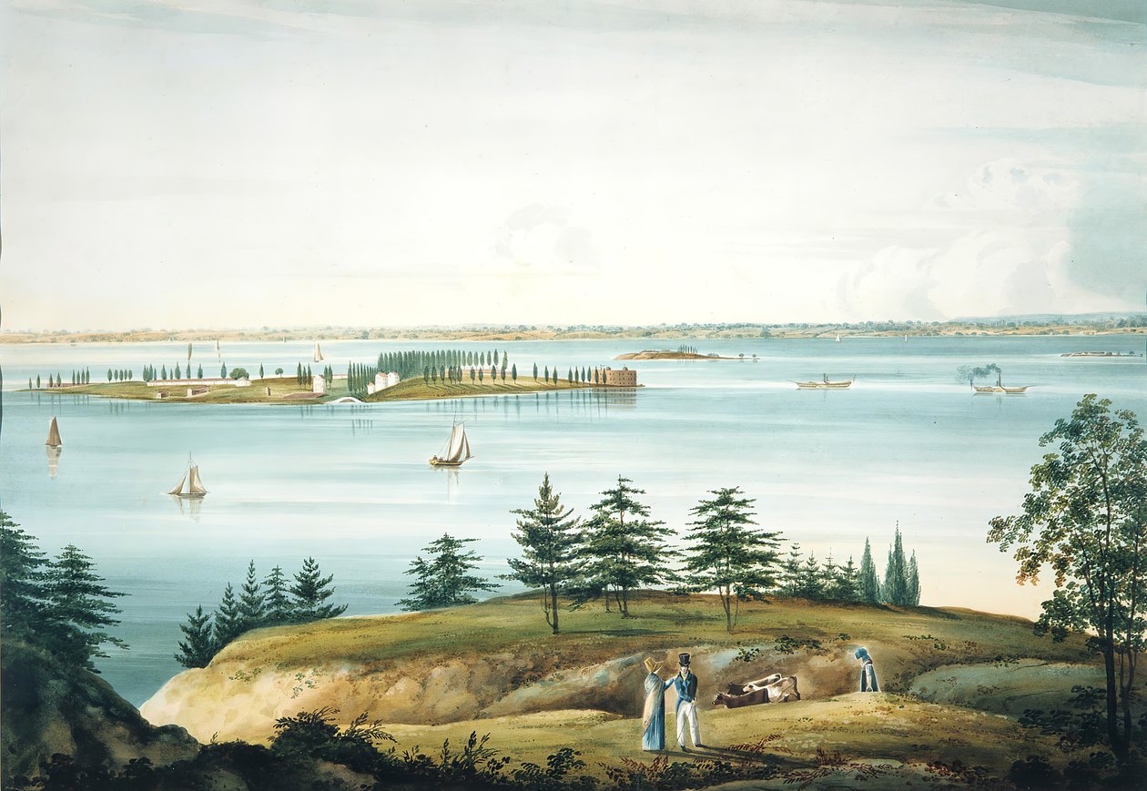 The Bay of New York and Governors Island Taken from Brooklyn Heights, 1820-25. de William Guy Wall