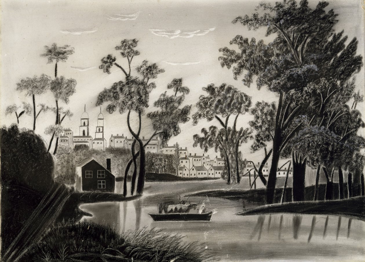 Cena Pastoral, provavelmente de 1825 a 1850 (grafite na lixa) de William Guy after Wall