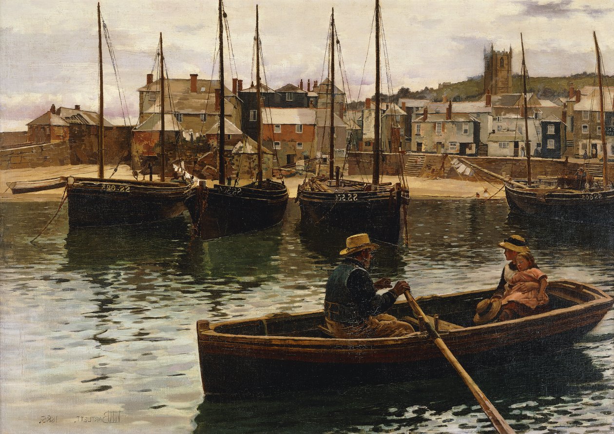 O porto, St. Ives, Cornualha, 1885 de William H. Bartlett