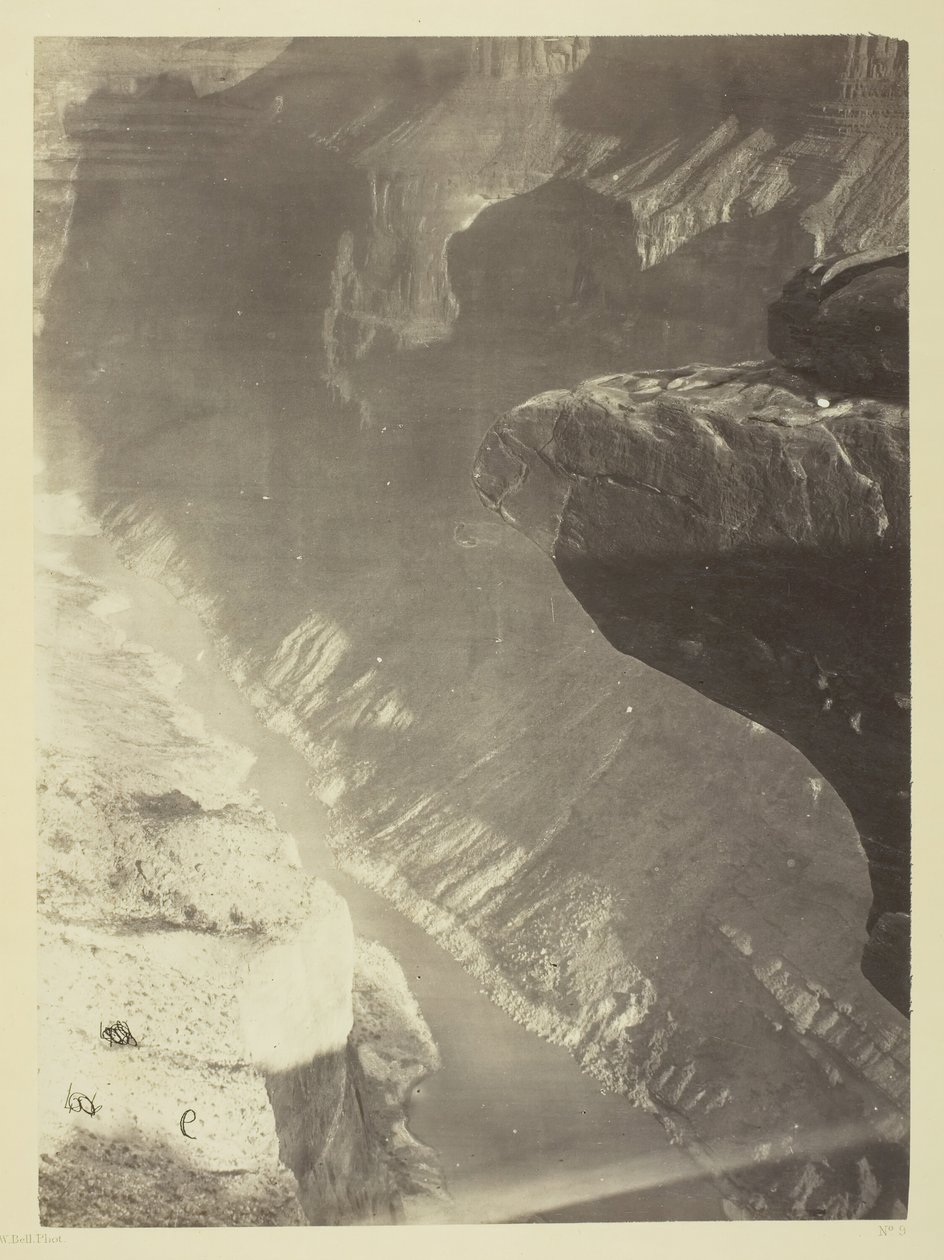 Olhando para o Sul em direção ao Grand Cañon, Rio Colorado, Sheavwitz Crossing, 1872. de William H. Bell