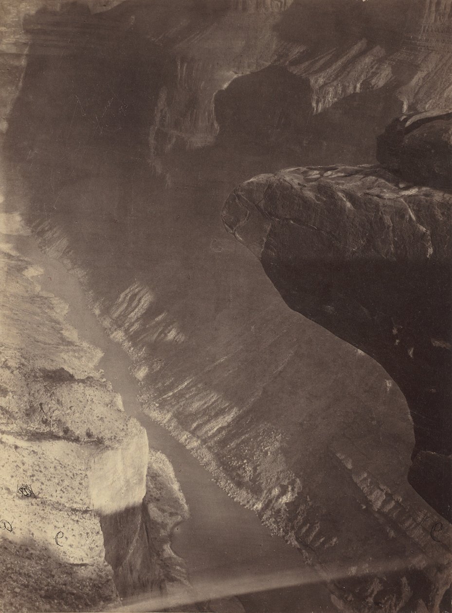 Olhando para o Sul em direção ao Grand Cañon, Rio Colorado, Sheavwitz Crossing, 1872. de William H. Bell