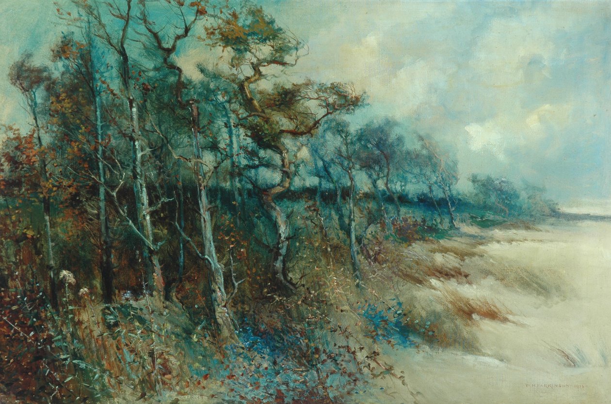 Árvores em uma paisagem de areia, Heysham, 1915 de William H. Parkinson