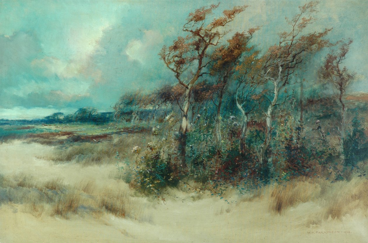 Árvores em uma pista de areia, Heysham, 1916 de William H. Parkinson