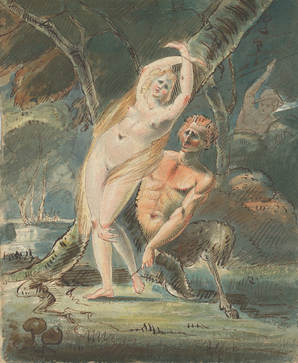 Amymone com um Lecherous Satyr, 1770-80. de William Hamilton